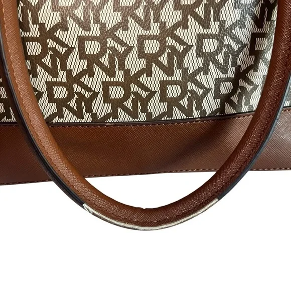 DKNY Women Bryant  MD ROUND Brown/ Beige Satchel Bag Purse MSRP:$198 - Picture 5 of 12